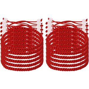 Durable Adjustable Red Cord Bracelets - 12-Piece Set for Good Luck & Protection
